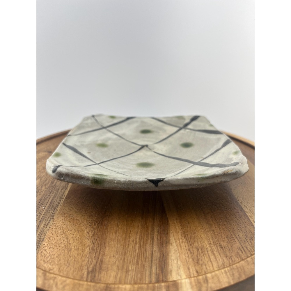 Vintage Studio Pottery Plate – Japanese Wabi Sabi Harlequin Stoneware - Picture 9 of 13